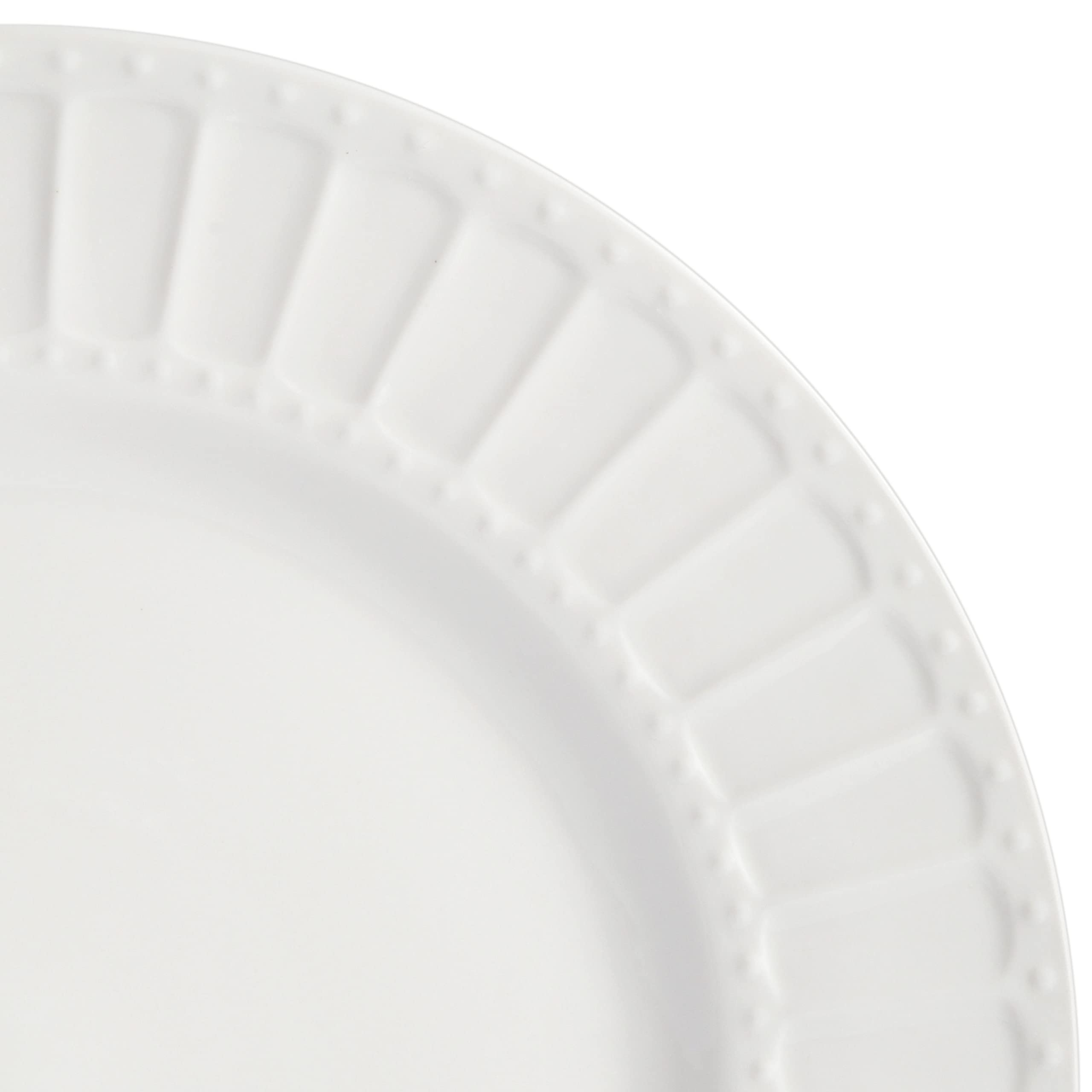 gibson Home Zen Buffet Porcelain Dinnerware Set, Service for 8 (40pcs), White (Embossed)