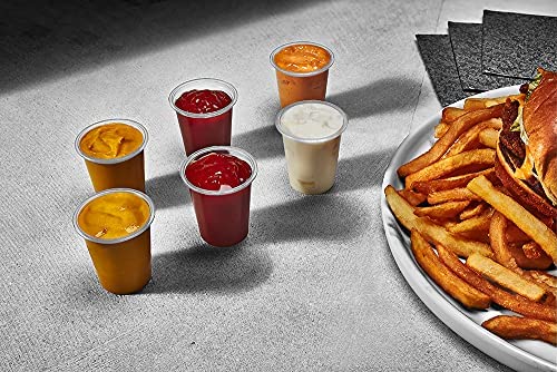 King Zak 150 Sets - 1.5Oz, Disposable Mini Plastic Jello Shot Cups With Lids Perfect For Portion Souffle, Condiment, Dipping Sau