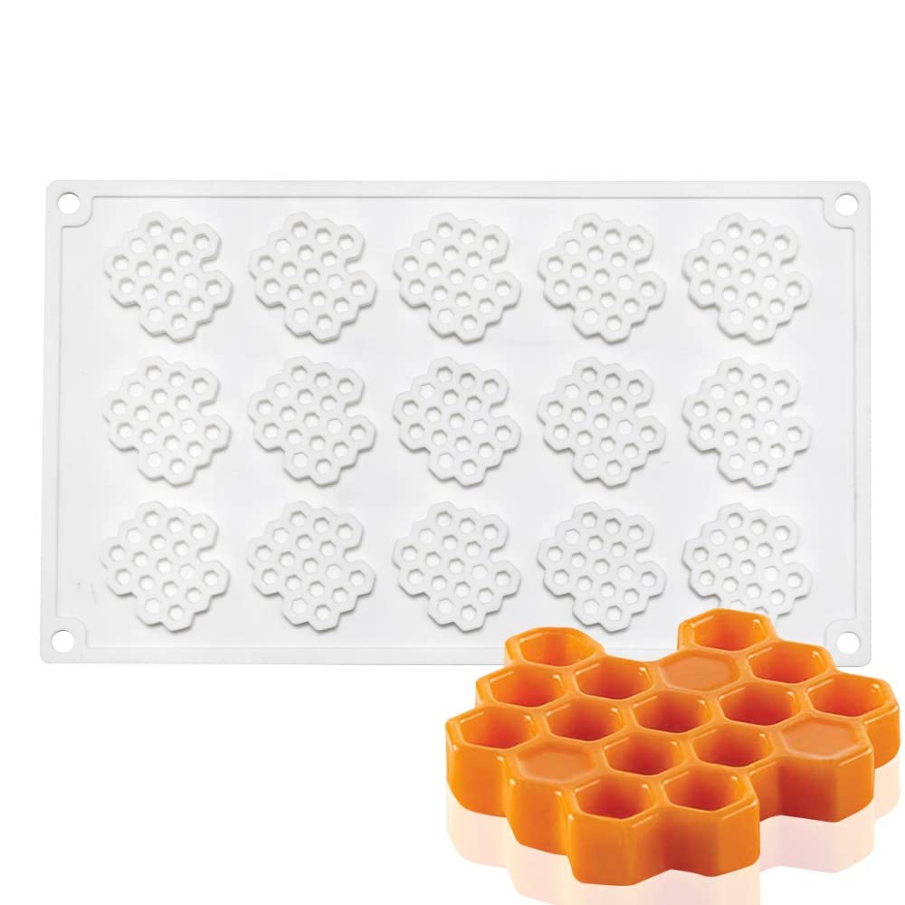 15 Cavity Silicone Honeycomb Molds For Chocolate Honeycomb Bee Silicone Fondant Mold Beehive Silicone Baking Molds Bee Candy Sil