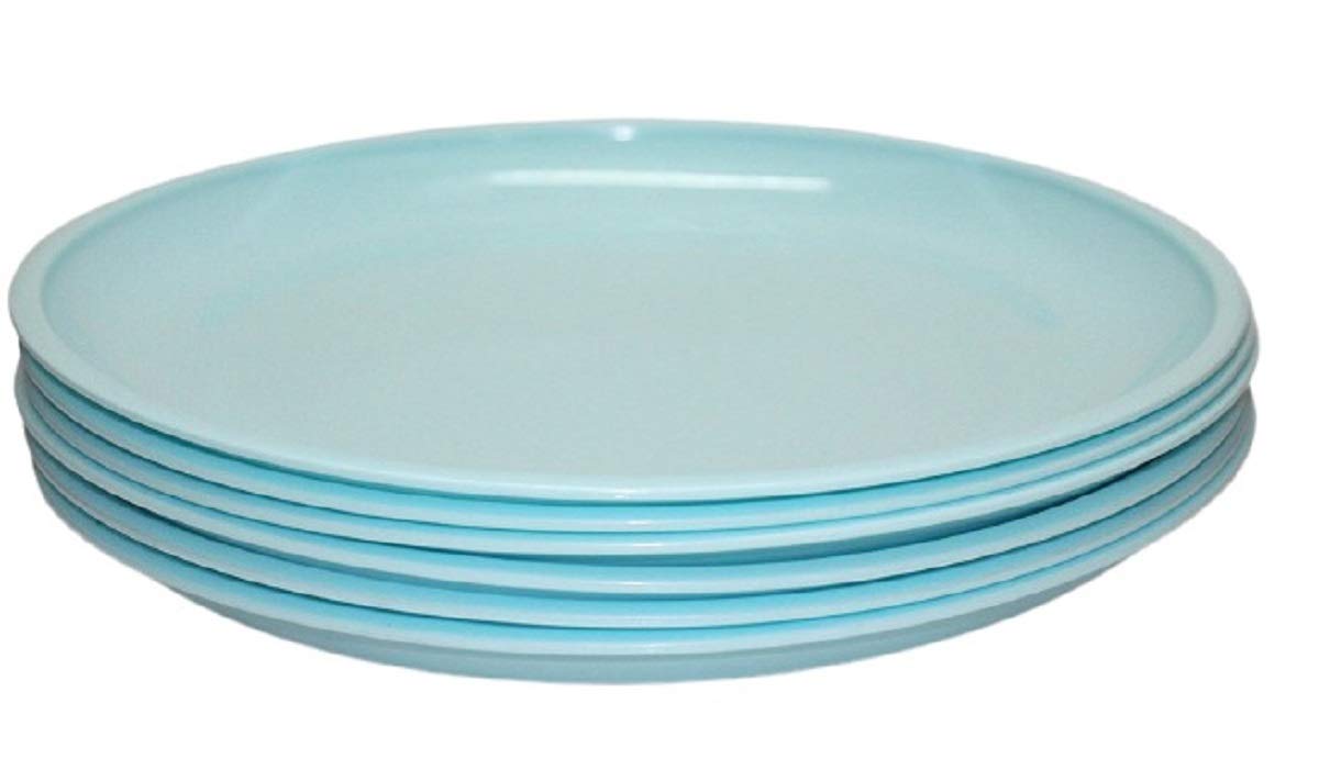 Everbuy Microwave Safe & Unbreakable Round Full Plates (Ocean Blue, Set Of 6)