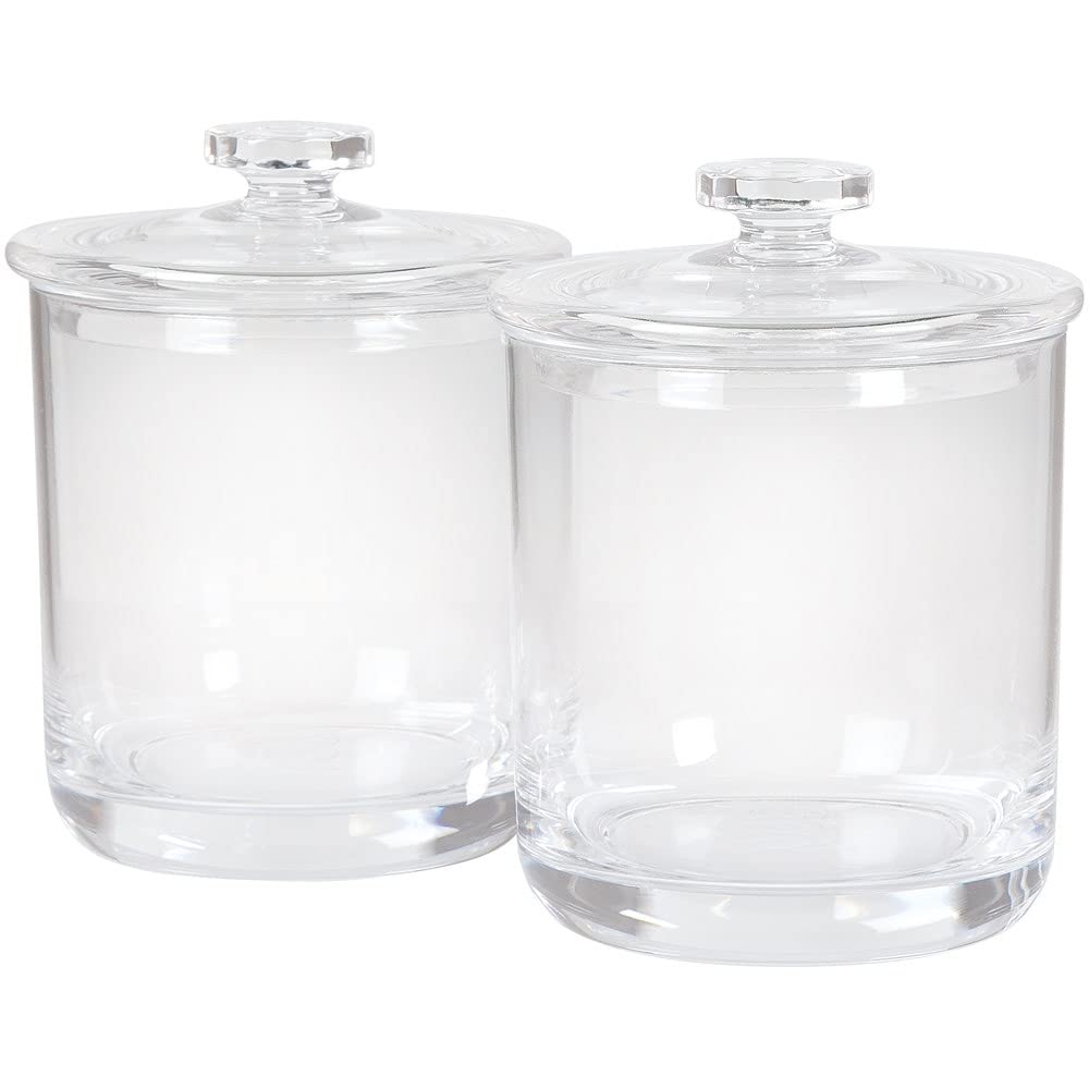Forpro Acrylic Apothecary Jars With Lids, Set Of 2 15 Oz Storage Containers For Bathroom, Kitchen And Office, 4.5'' X 3.5''
