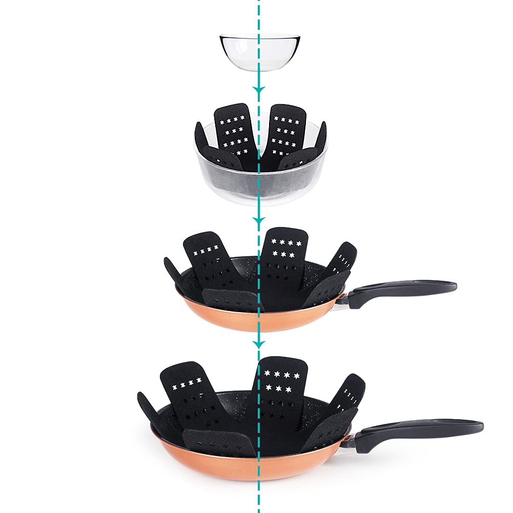 Bykitchen Pan Protector With Stars, Set Of 12 And 3 Different Sizes, Black Pan Separators, Felt Pot Protectors For Stacking And