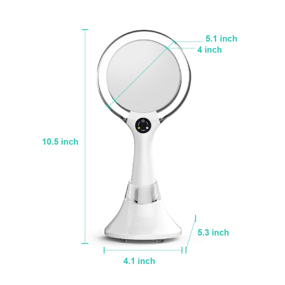 Biomax Starlite Handheld Rechargeable Lighted Makeup Mirror With Stand, 1X/5X Magnification, Dual Sided & Vanity Mirror With Bri