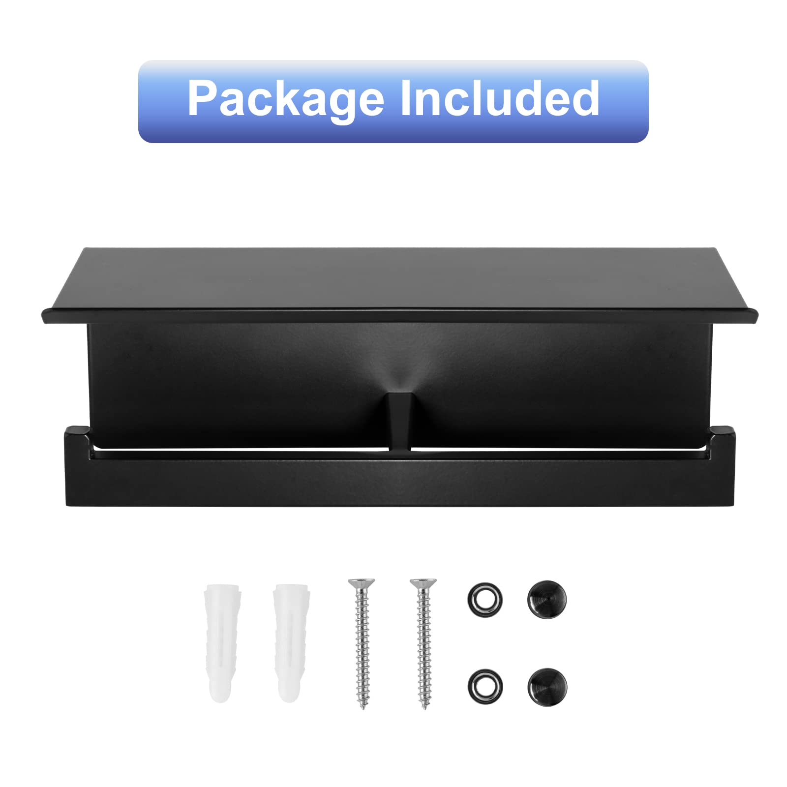 Black Toilet Paper Holder With Shelf, Idealmax Double Roll Toilet Tissue Holder Wall Mount For Bathroom, Matte Black Toilet Pape