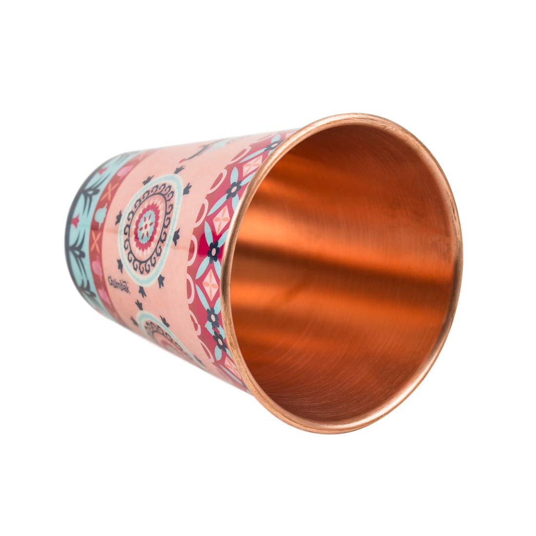 Chumbak Boho Cycle Copper Tumbler - Large, Dining Essential, Tableware, Modern And Trendy, Copper Health Benefits, Natural, Reus