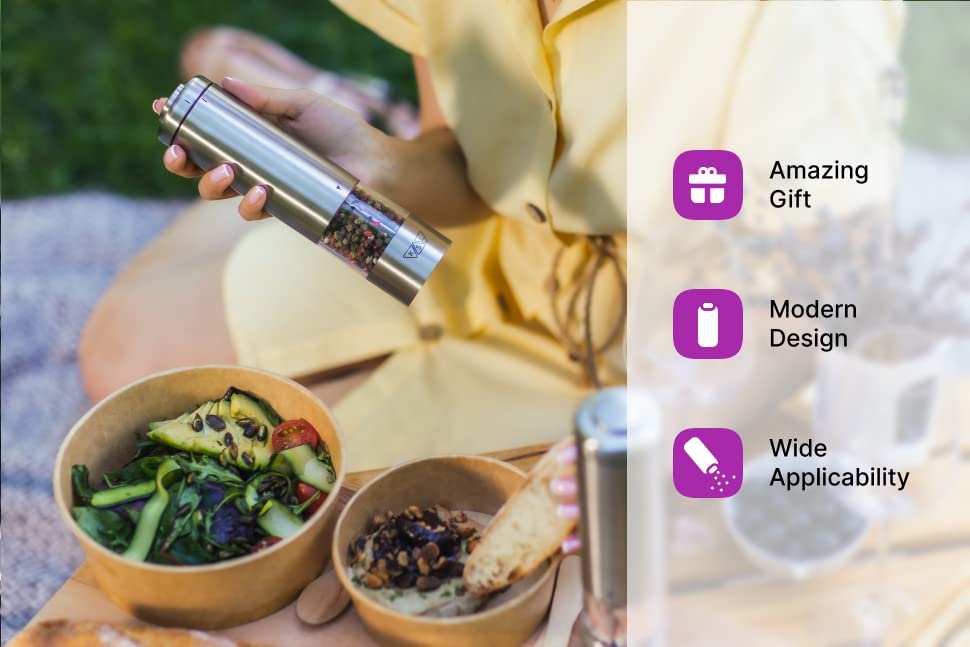 Ksl Electric Salt And Pepper Grinder Set - Mother'S Day Gift - Adjustable Motorized Electrical Powered Auto Shakers Holiday Kit