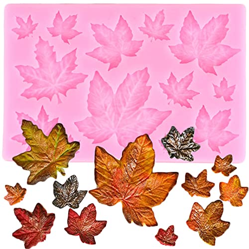 Guratapa 5Pcs Tree Leaf Shape Maple Leaf Silicone Molds For Fall Harvest Thanksgiving Fondant Candy Making Tools Chocolate Mold