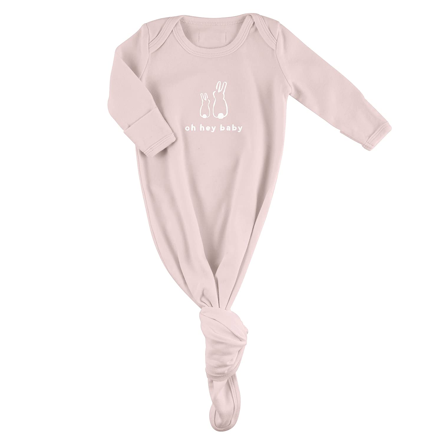 Stephan Baby Face to Face Collection Newborn Knotted Gown  Pink Bunnies  Oh Hey Baby  Fits 0-6 Months