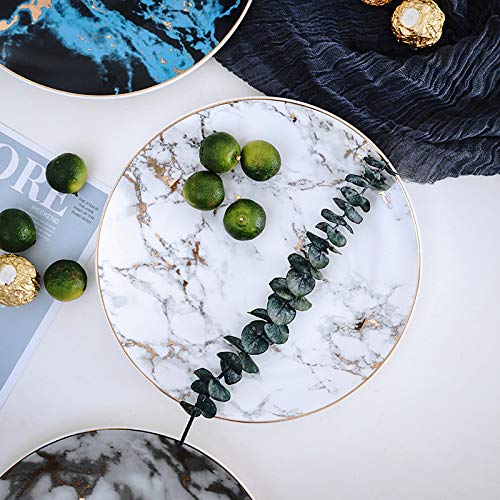 Coffeezone Slight Gold Inlay Fashion Marble Design Porcelain Dessert Plates Set Of 4 (Slight Gold 8 Inches)