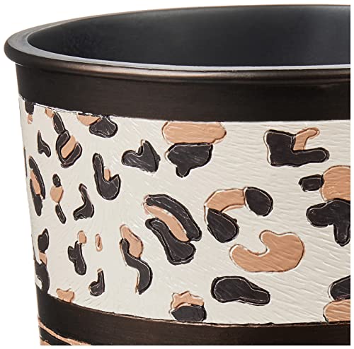 Popular Bath Jezella Collection Animal Print Trash Can, Multicolor, Resin Material, Open-Top, 9'' X 6'' X 9.5''