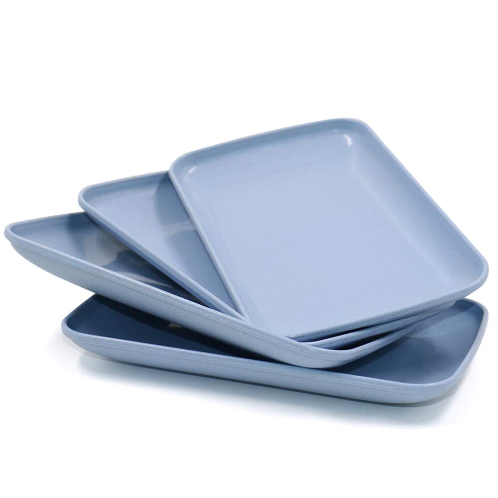 Roucerlin 4 Pack Unbreakable Wheat Straw Plates, Durable Lightweight Cake Plate, Small Reusable Snack Plate For Fruits, Pasta, S