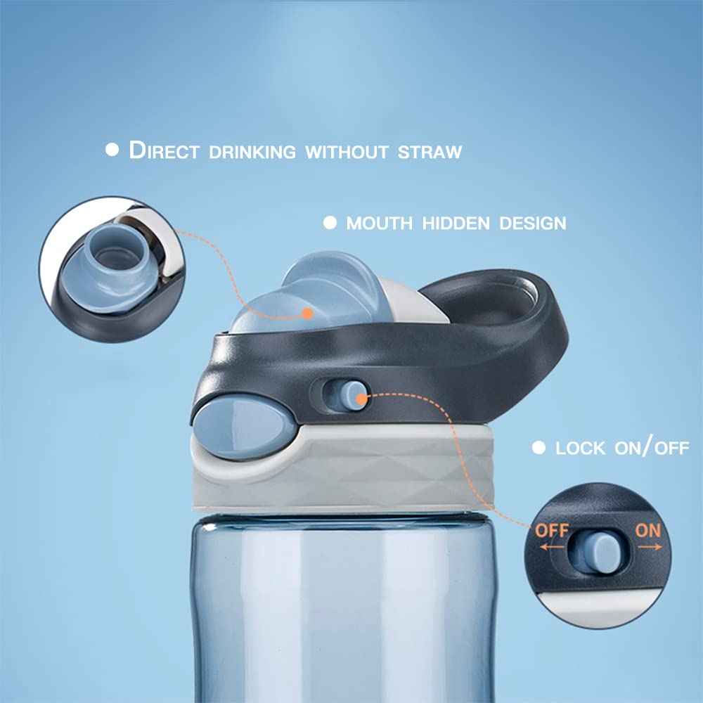 Dearart 2-Pack 26Oz Grey Water Bottle And Sky Blue Water Bottle Without Straw, Bpa Free 100% Leakproof, Clear Bottle With Wide M