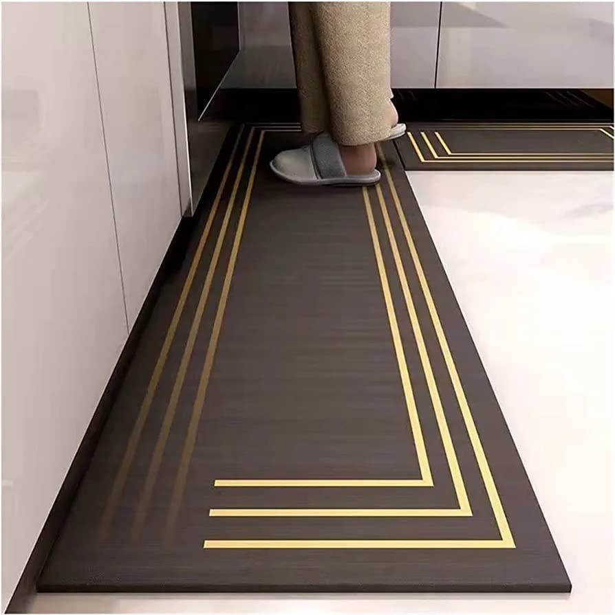 Homecloud Rubber Rectangular Kitchen Mats For Floor Set Of 2 Pcs | Non-Skid, Soft Absorbent Rugs For Kitchen, Laundry, And Hallw