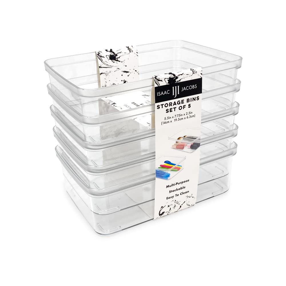 Isaac Jacobs 5-Pack Small Clear Storage Bins (5.5