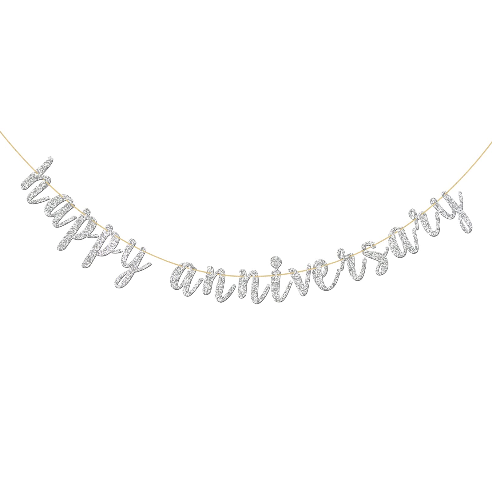 Innoru Glitter Silver Happy Anniversary Banner - Anniversary Sign - Birthday Banner - 1St Wedding Anniversary Party Bunting Deco