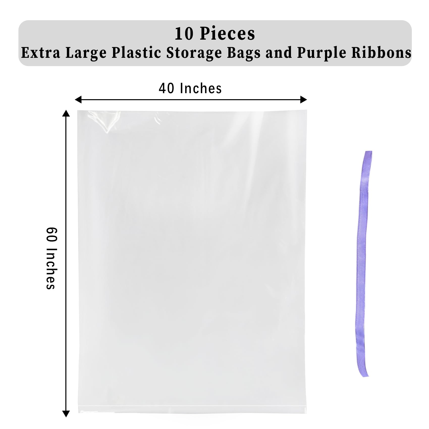 Extra Large Clear Plastic Storage Bags,10 Pieces 40X60 Inches Big Gaint Jumbo Huge Plastic Storage Bags For Luggage, Suitcase,Fu