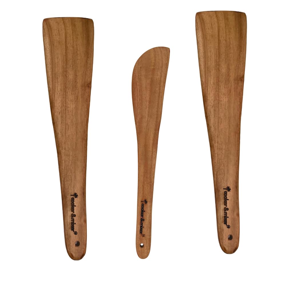 Cooker&Mixer Neem Wooden Flip/Spatula/Ladle For Cooking Dosa/Roti/Chapati | Kitchen Tools | No Harmful Polish | Handmade | Cookw
