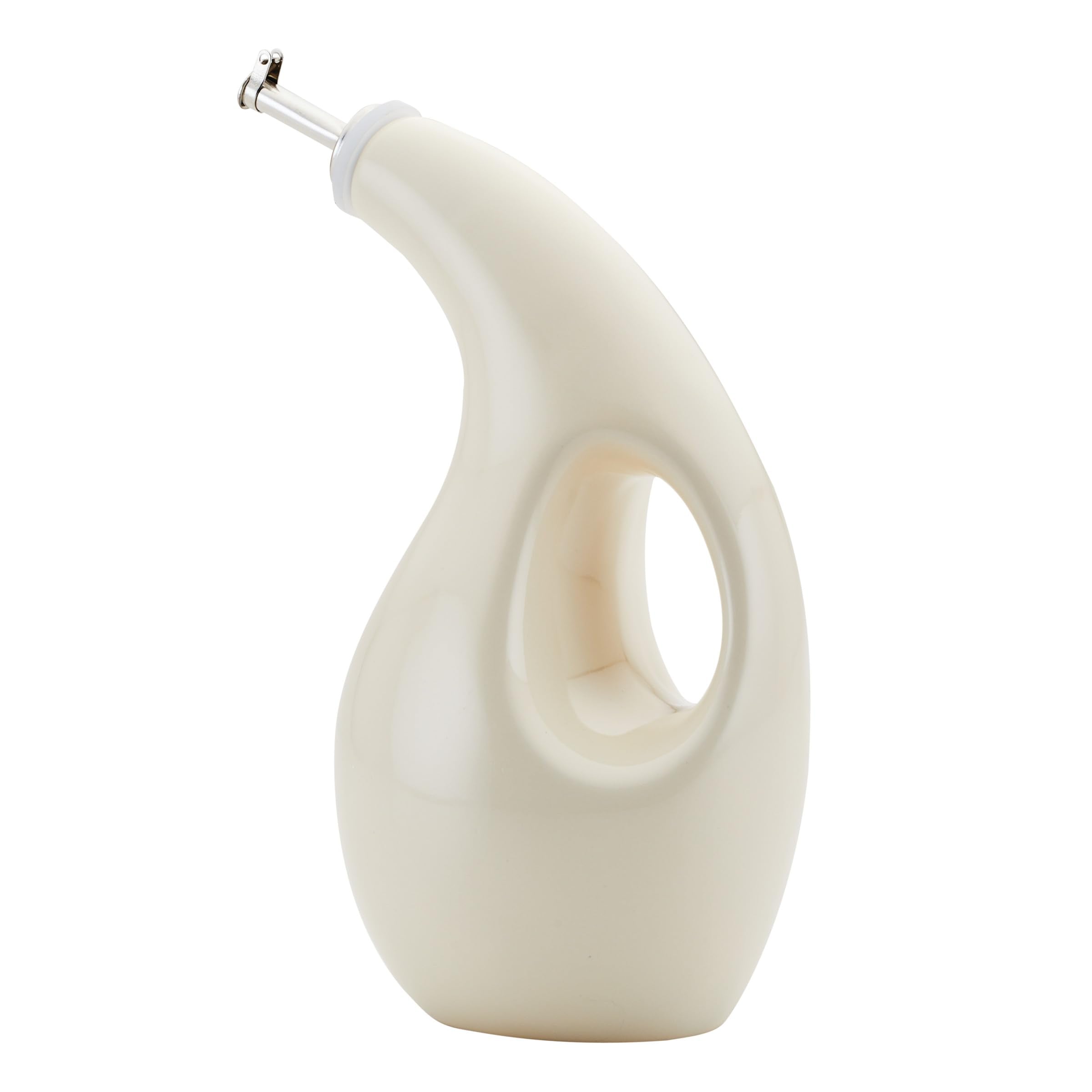 Rachael Ray EVOO Oil and Vinegar Dispensing Bottle, 24 oz, Ceramic, Almond, Model 48810