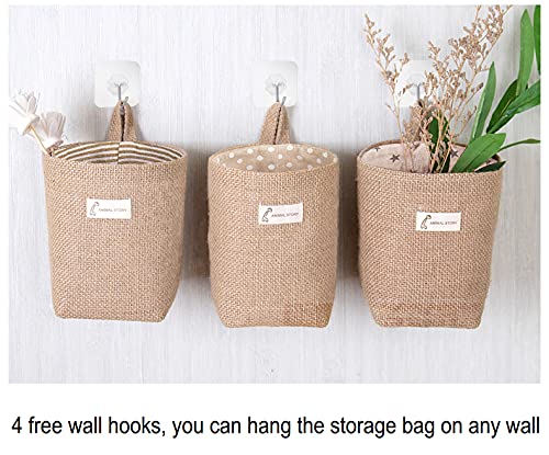 Perfsign 4 Pcs Storage Basket,Wall Hanging Storage Bag,Small Hanging Baskets Wall,Hanging Pocket,Hanging Wall Storage,Wall Baske