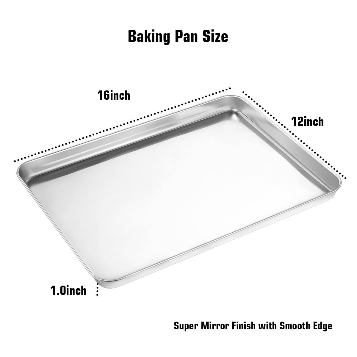 Wildone Baking Sheet & Rack Set [2 Sheets + 2 Racks], Stainless Steel Cookie Pan With Cooling Rack, Size 16 X 12 X 1 Inch, Non T