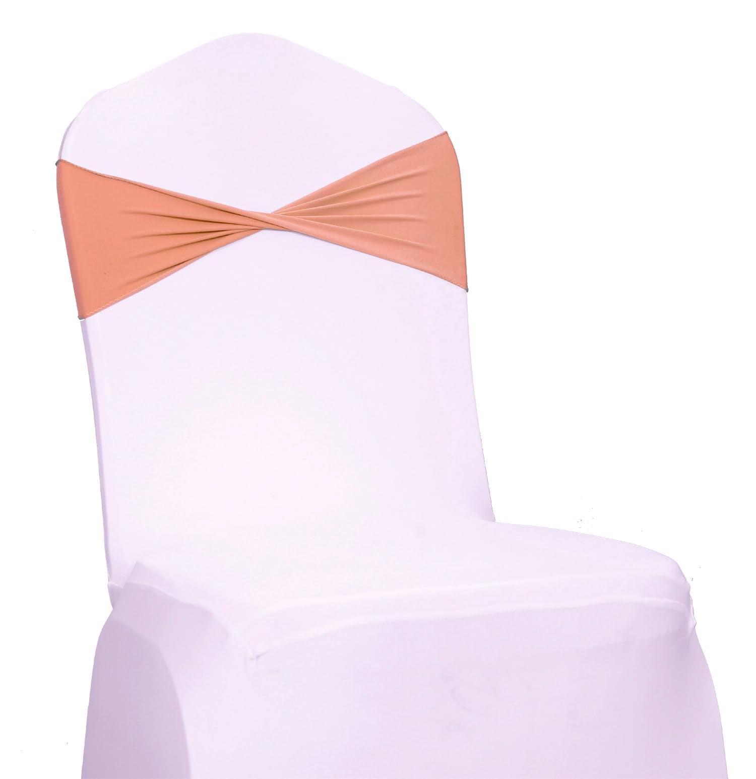 MDS 25 Pack Spandex Chair Sashes Elastic Chair Bands Plain No Buckle - Universal Fit Stretch Bands for Christmas Party, Wedding,