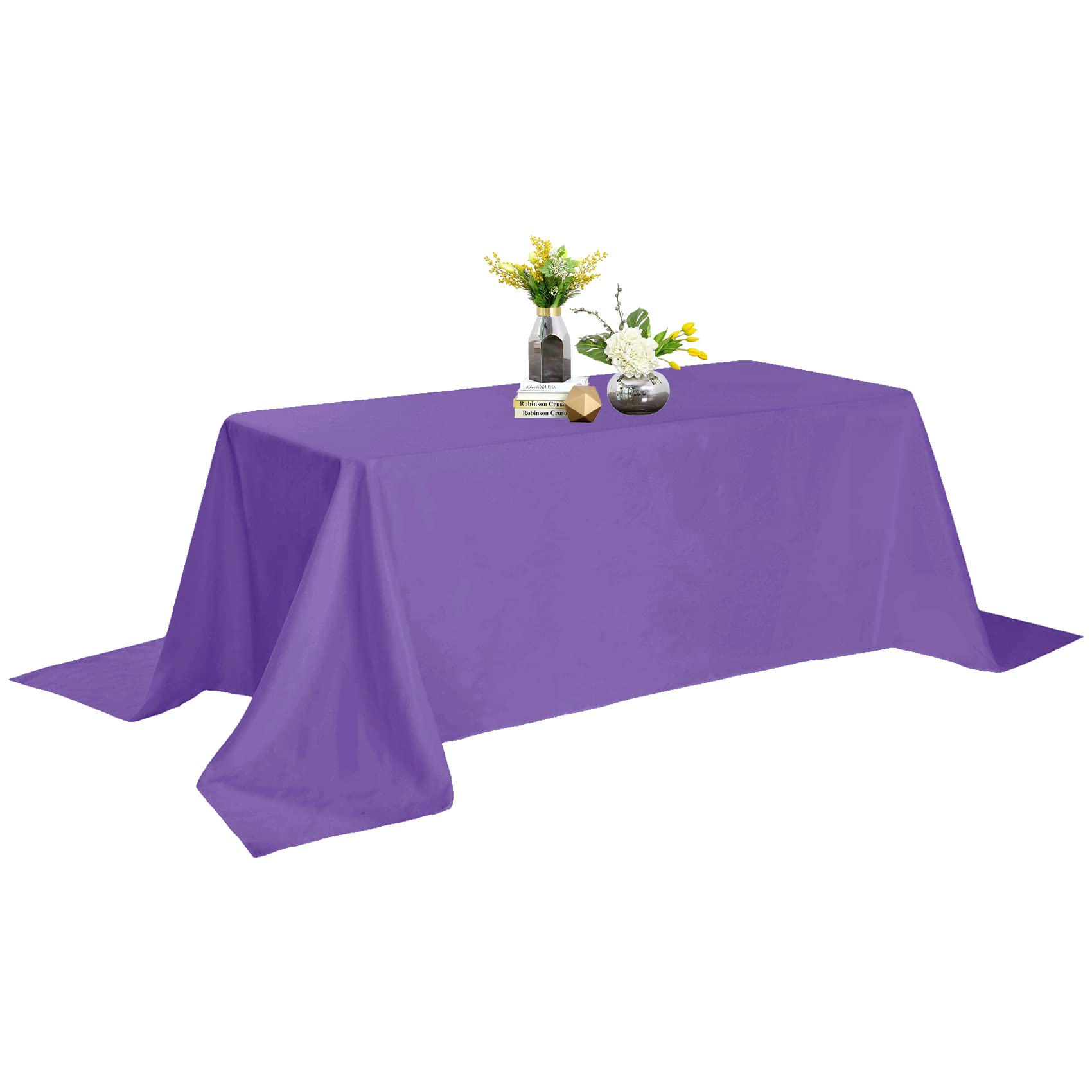 Rectangle Tablecloth - 90X132 Purple Tablecloth - Stain And Wrinkle Resistant Washable Polyester Table Cloth, Decorative Fabric