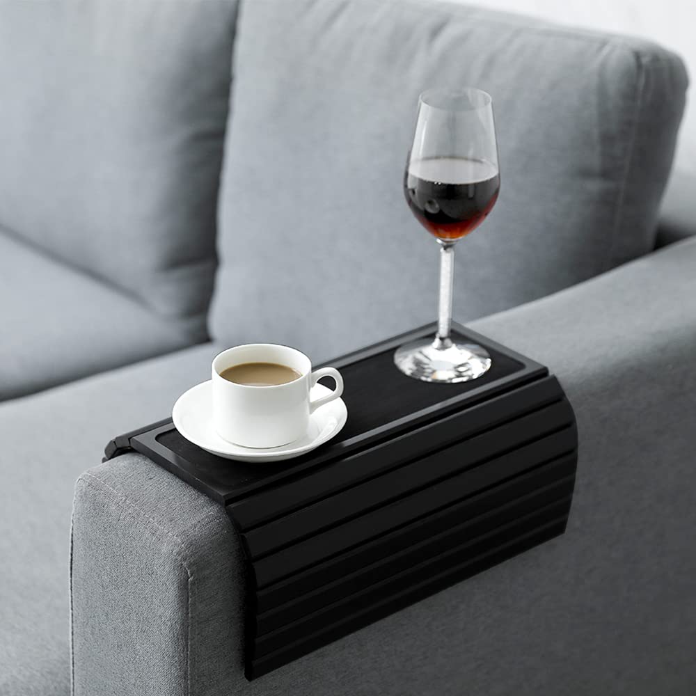 Sofa Arm Tray Table Slinky Secure/Flexible/Foldable Couch Tray Table With Nonslip Mat For Drinks, Food, Phone Or Remote. Sustai