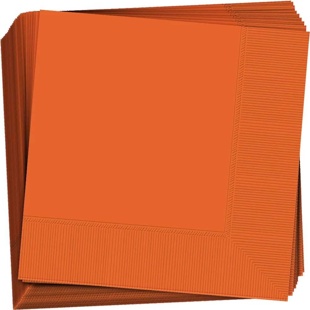 Orange Peel 2-Ply Dinner Napkins - 8'' (Pack Of 40) - Vibrant & Durable Paper Napkins For Parties, Events & Everyday Use