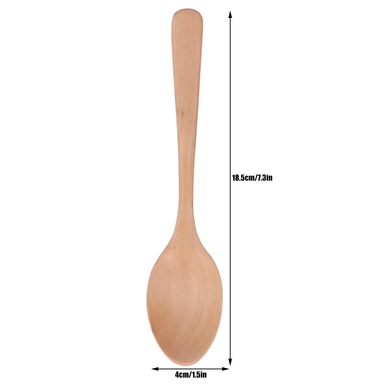 Beufee 7 Inch Wooden Cooking Spoons - 2PCS, Wood Serving Spoons for Mixing, Stirring, Tasting, Soup & Daily Use, Model: Beufeegmiaorq