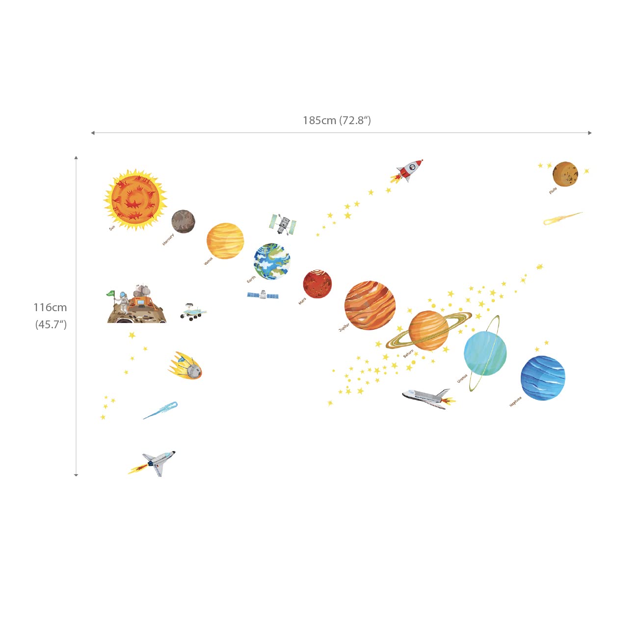 DECOWALL SG2-1501 The Solar System Kids Wall Stickers Wall Decals Peel and Stick Removable Wall Stickers for Kids Nursery Bedroom Living Room (Large) d?cor