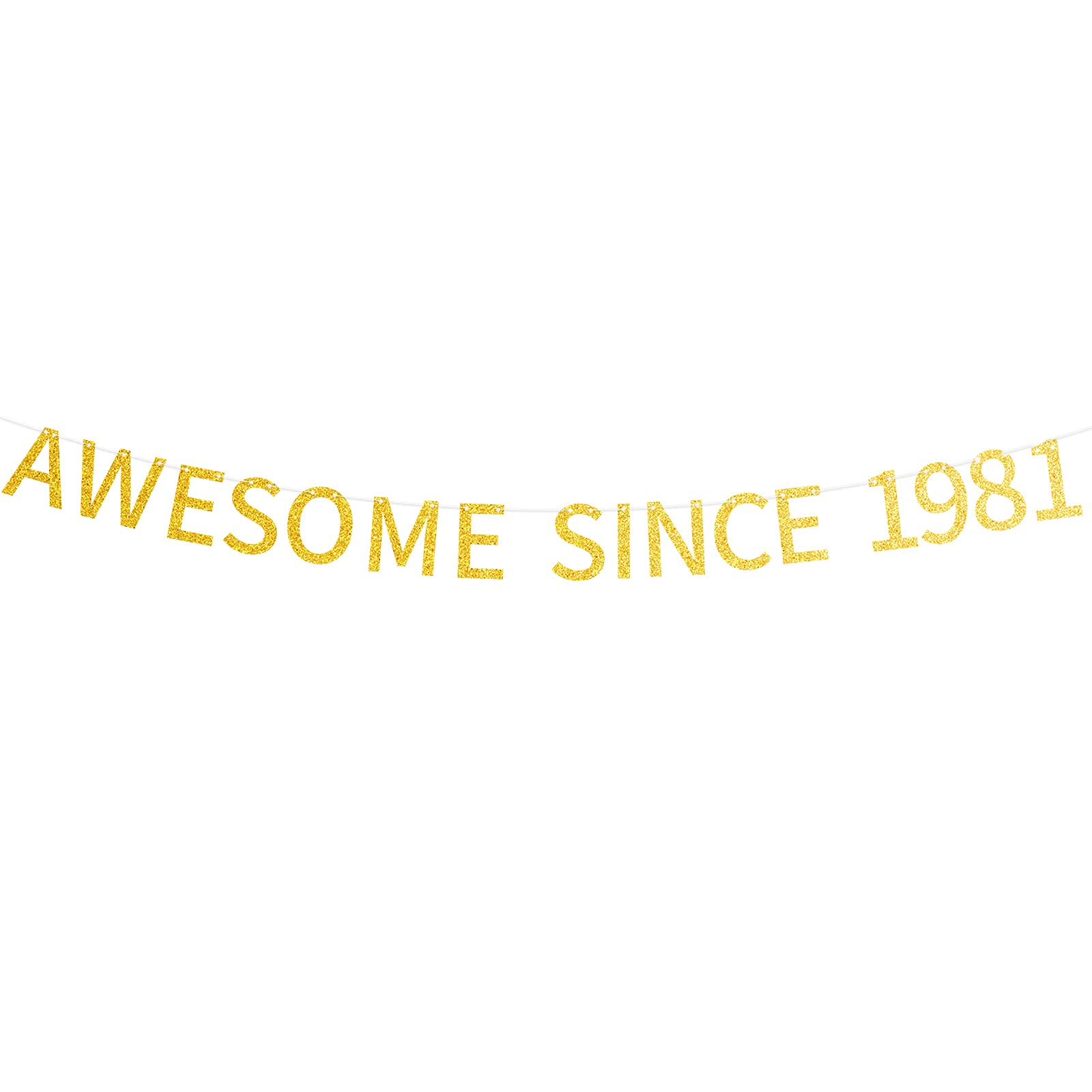 Awesome Since 1981 Banner Pre-Strung Happy 43Rd Birthday Banner Gold Glittery 43 Forty Three Years Old Birthday Party Decoration