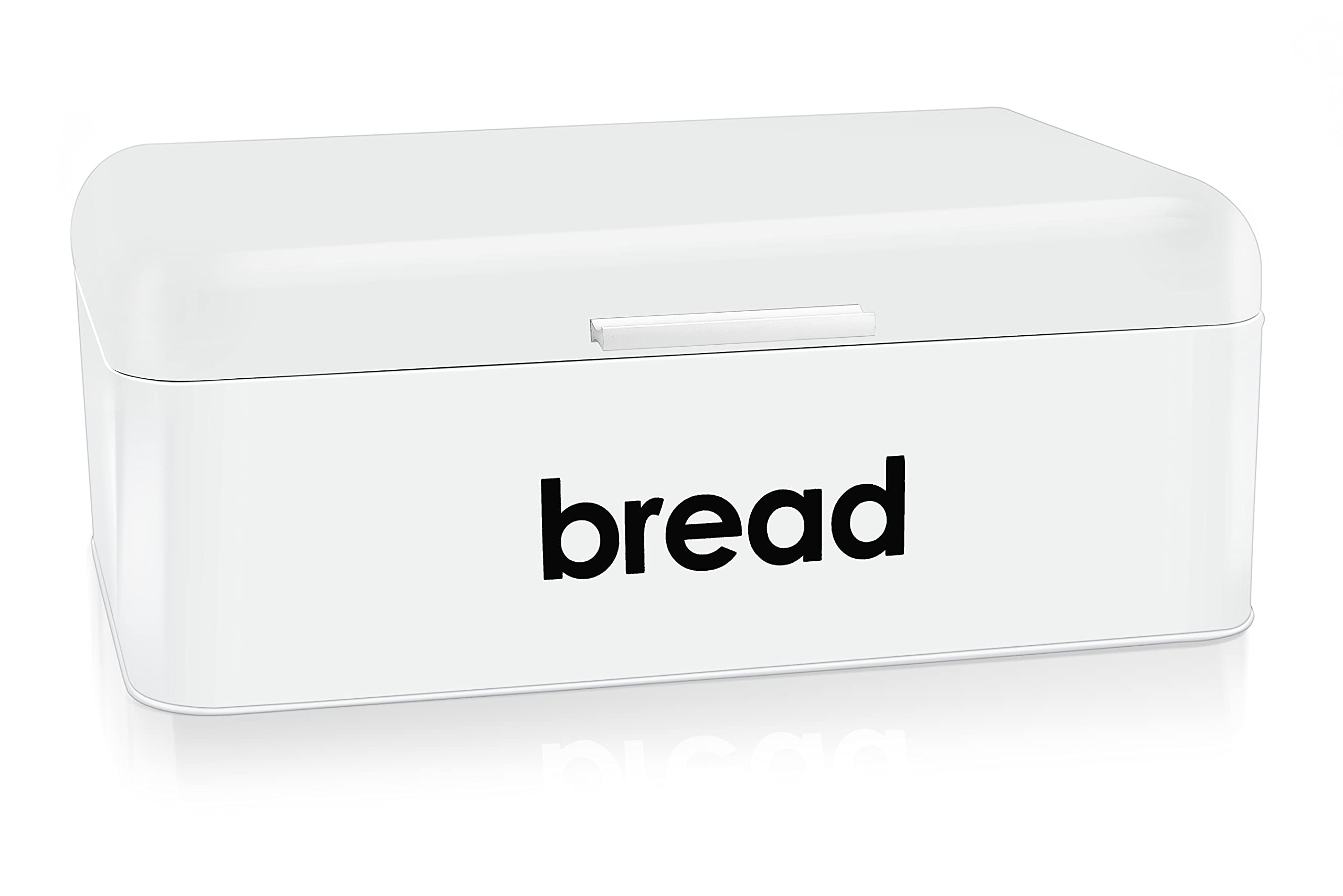 E-Far Vintage Bread Box For Kitchen Countertop, White Metal Bread Storage Container Retro Bread Bin For Pastries/Loaves/Dry Food