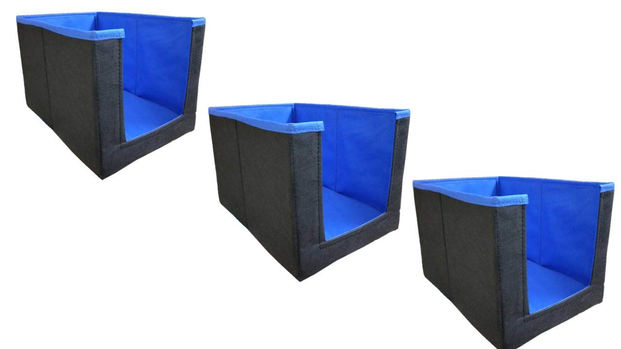 Unicrafts Shirt Stacker Wardrobe Organizer Clothing Cover And Storage Non Woven Pack Of 3 Blue
