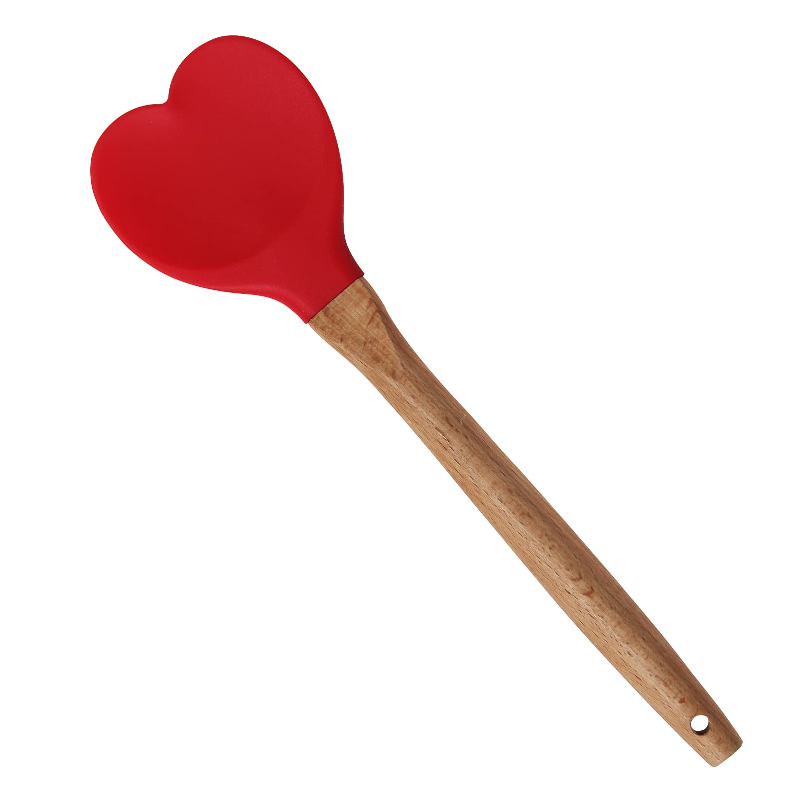 Yansumi Heart-Shaped Silicone Spatula With Wooden Handle For Nonstick Cookware-Kitchen Utensils For Baking,Cooking,Mixing,Scrapi