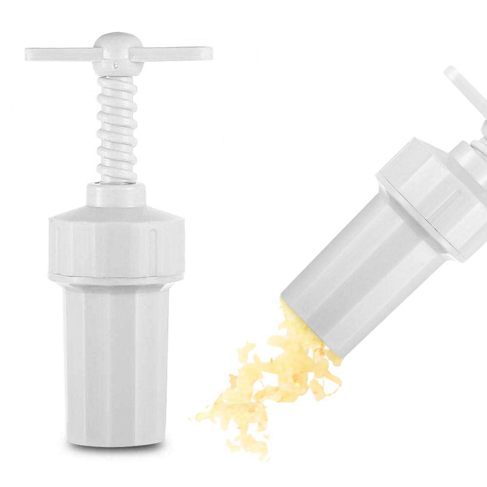 Tredoni 1.2X2.5'' Garlic Press Screw Masher - Plastic Garlic Crusher Squeezer Mincer, White