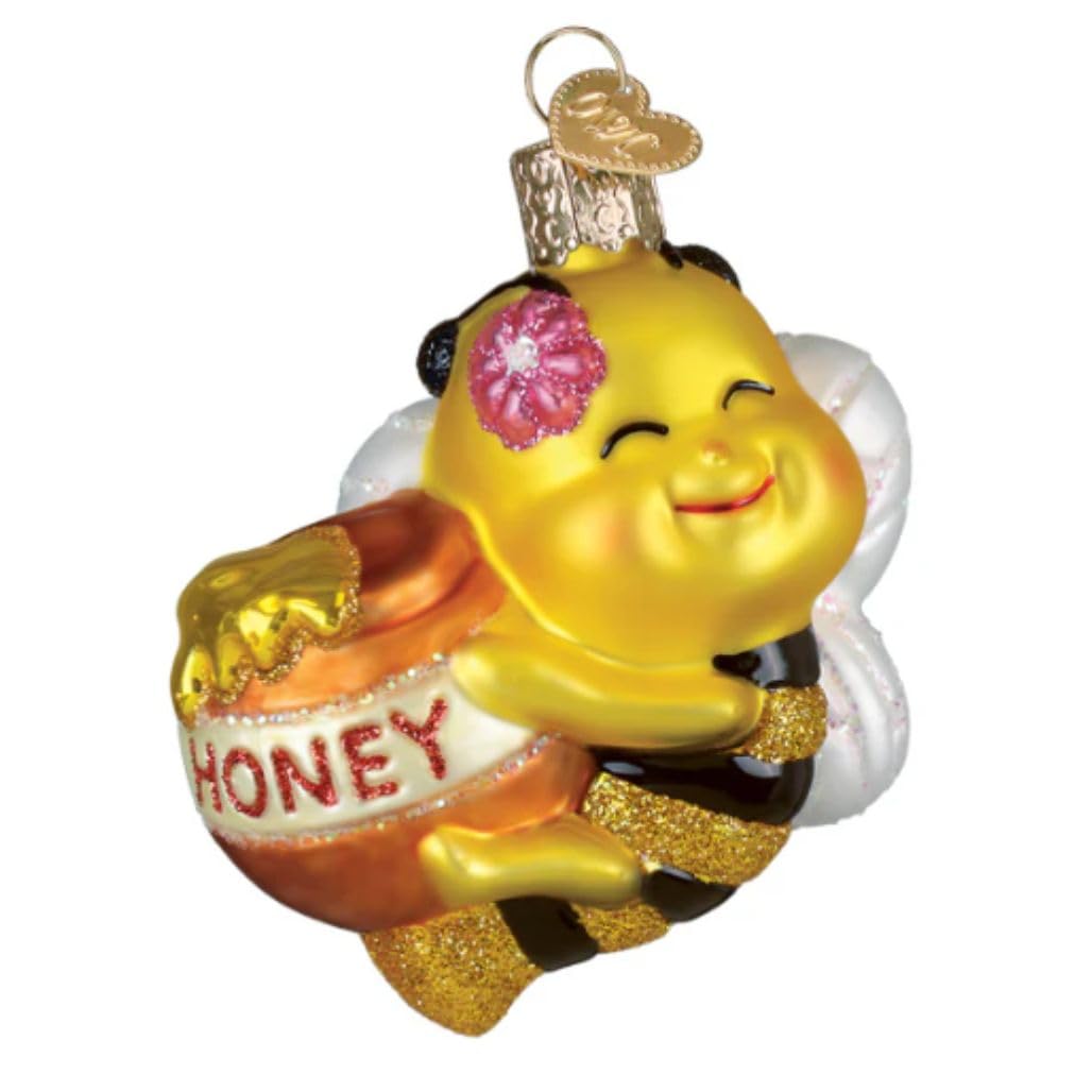 Old World Christmas Bee Sweet Glass Blown Ornament for Christmas Tree, Handcrafted Holiday Decoration, Bee Collection