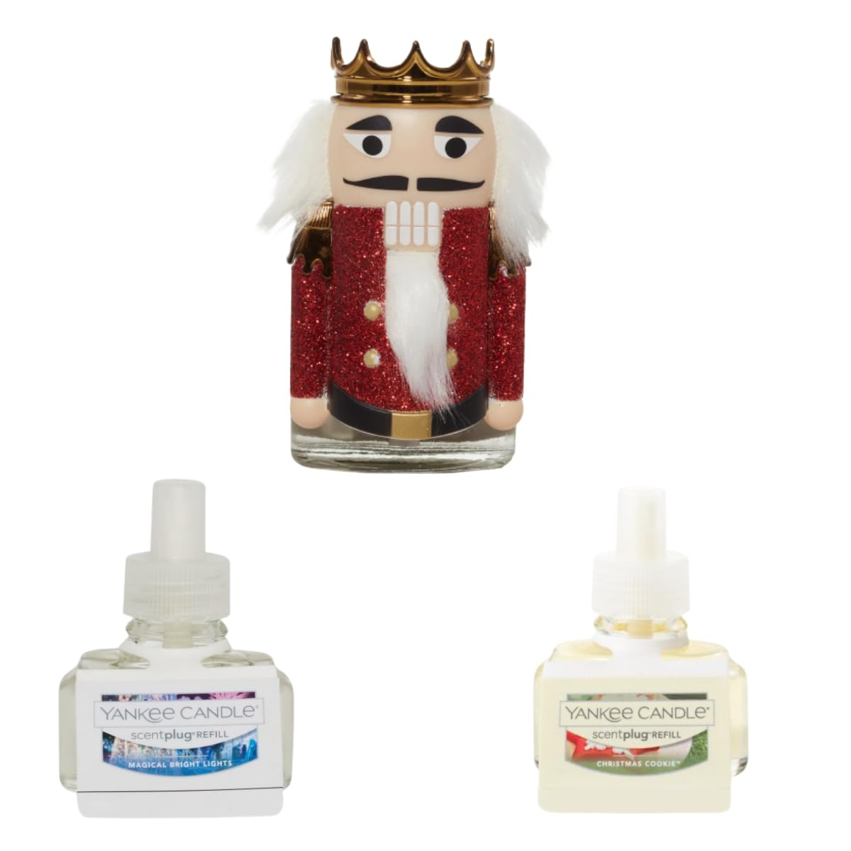 Yankee Candle Holiday Magic Variety Pack - Scent Plug Diffuser Nutcracker with Light Sensor, Scent Plug Refill Magical Bright Li