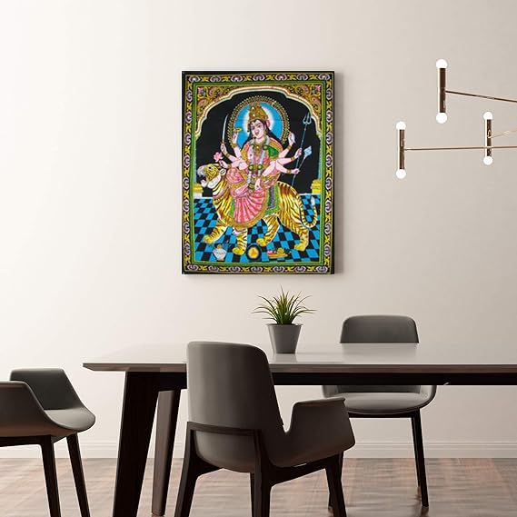 Rastogi Handicrafts Cotton Wall Hanging Indian 40'' X 30'' Poster Size (Durga-G)