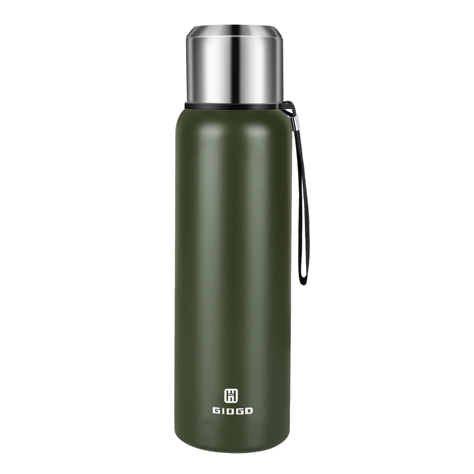Insulated Vacuum Thermo Bottle 33Oz With Cup Lid Leakproof Stainless Water Flask For Coffee Hot And Cold Drink.(Green,1000Ml)
