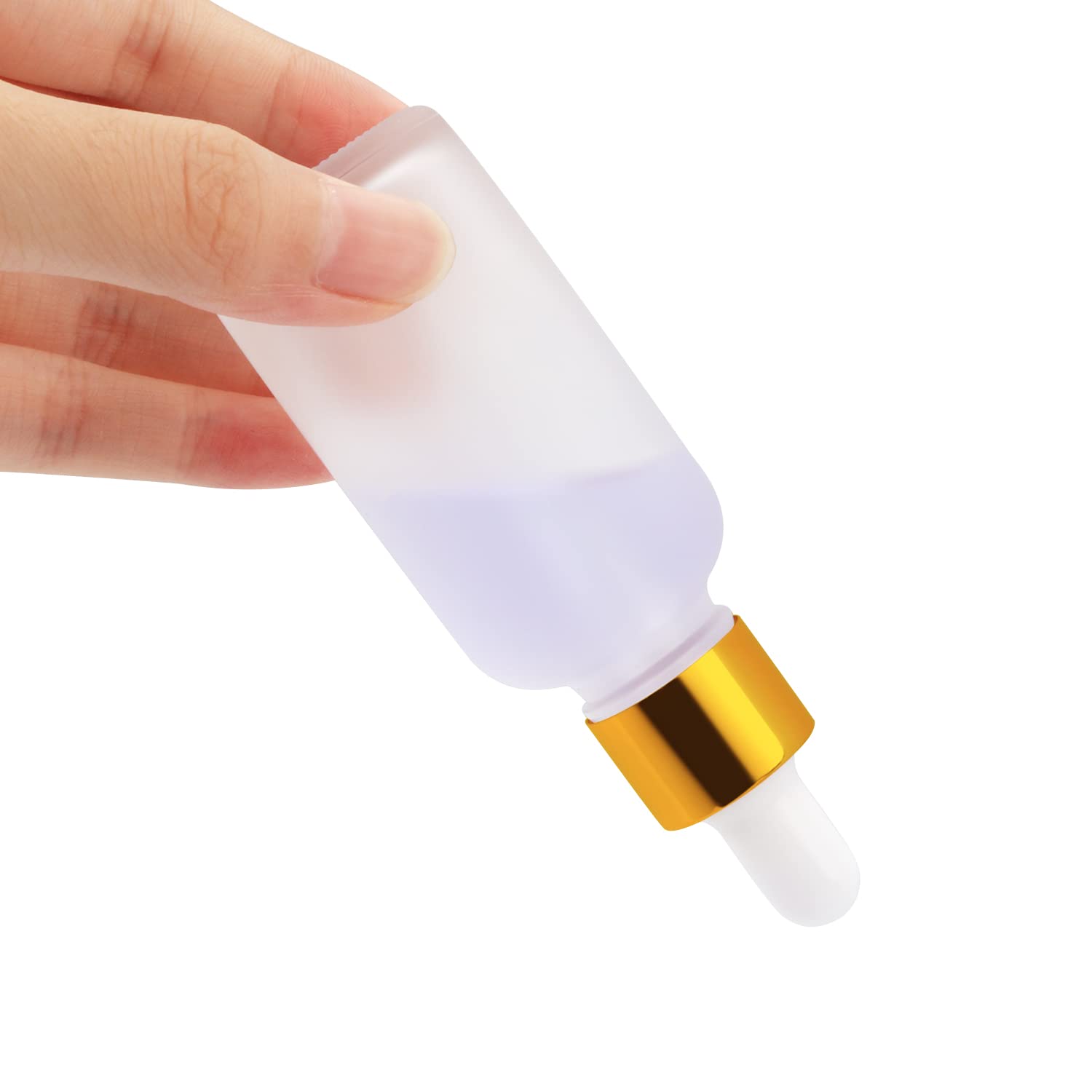 6 Pack Frosted Glass Dropper Bottle for Essential Oils Empty Glass Liquid Holder With Glass Eye Dropper Golden Caps Travel Perfume Cosmetic Container-Pipette&Funnel included (30ml/1 fl oz)