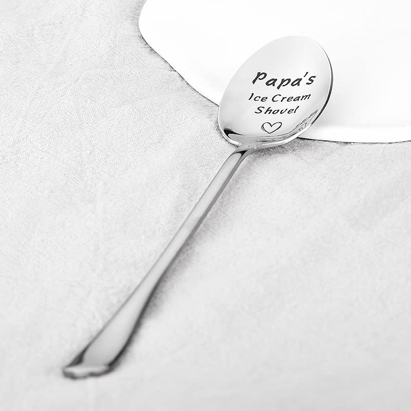 Papa Gift Spoons From Granddaughter Grandson, Papa'S Ice Cream Shovel Spoon For Grandpa Papa Father'S Day Birthday Gifts For Ice