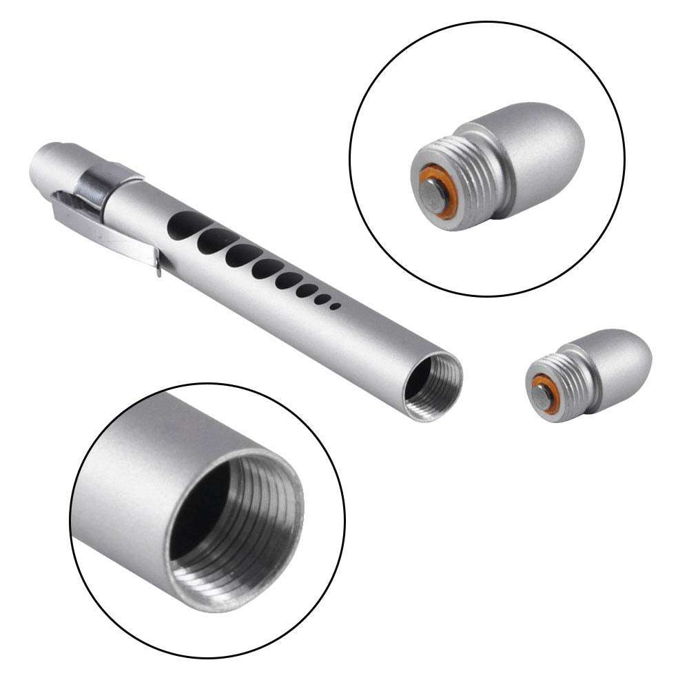 Aokin Medical Pen Light For Nurse Doctor, Reusable Led Medical Penlight Flashlight With Pupil Gauge And Ruler, White Light, Silv