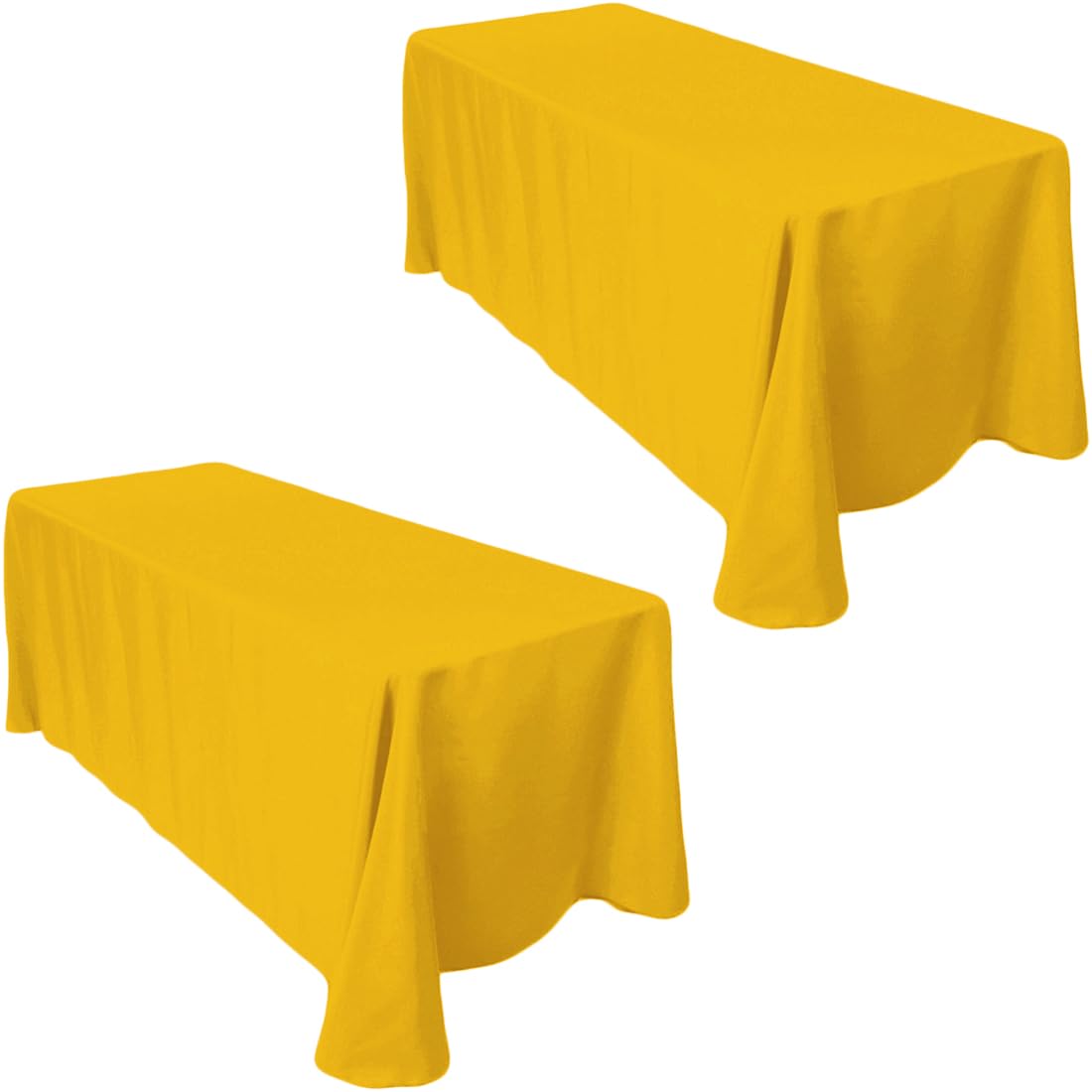 Ltc Linens 2-Pack Gold Rectangular Tablecloths 90 In X 156 In With Rounded Corners - Ideal For 8 Ft Tables Floor-Length Drop - W