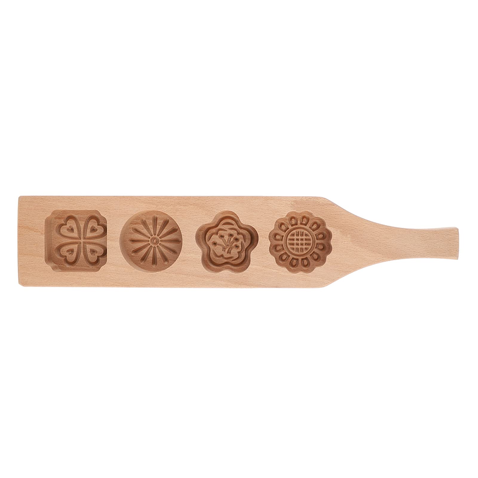 Wooden Mooncake 4 Flower Pattern Mooncake Diy Handmade Press Food Pastry Biscuit Cookie Pumpkin Pie Baking Tool For Home Bakery
