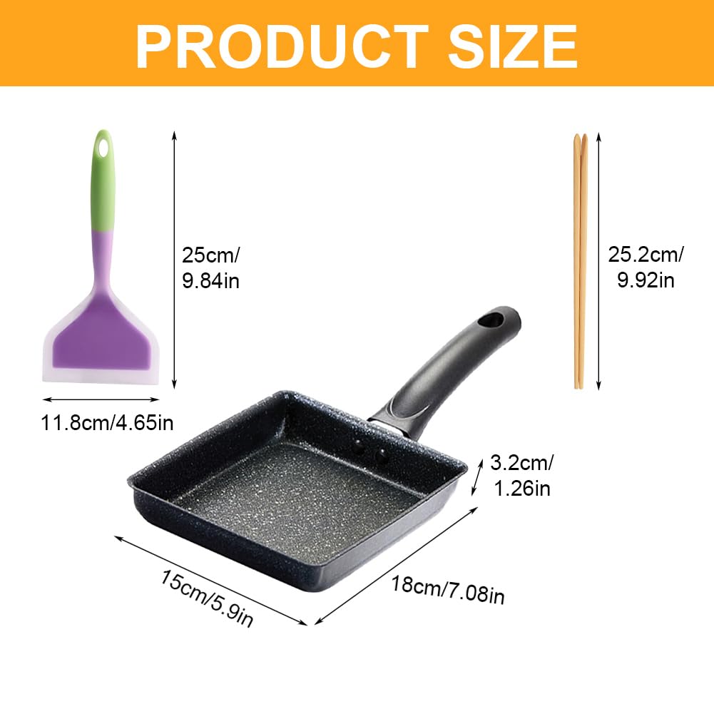 Loqjss Tamagoyaki Pan Non Stick Japanese Omelette Pan,Cast Iron Rectangle Tamago Pan Small Frying Pan, Tamagoyaki Eggs Pan - Ome