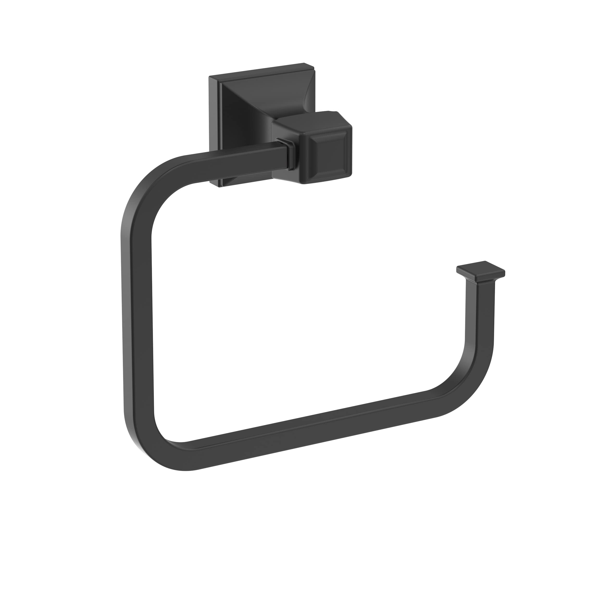 Amerock BH36022MB | Matte Black Mulholland Towel Ring | 5-3/4 in (146 mm) Length | Hand Towel Holder for Bathroom Wall | Small K