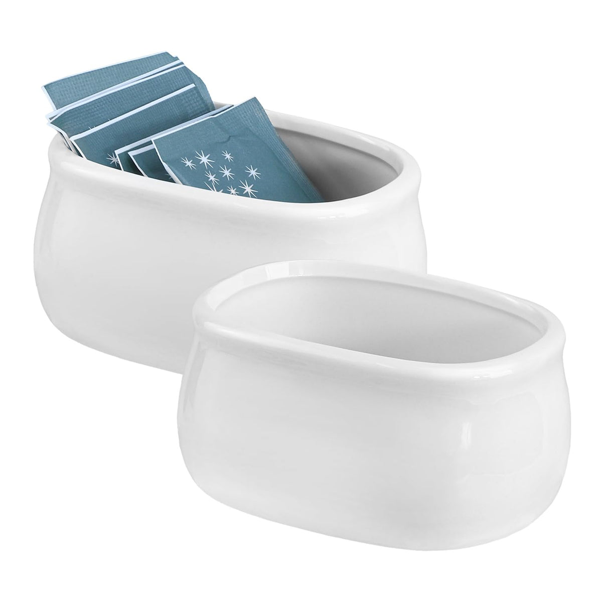 Sizikato 2Pcs Pure White Porcelain Sugar Packet Holder Tea Bag Bowl, 3.7 Inches
