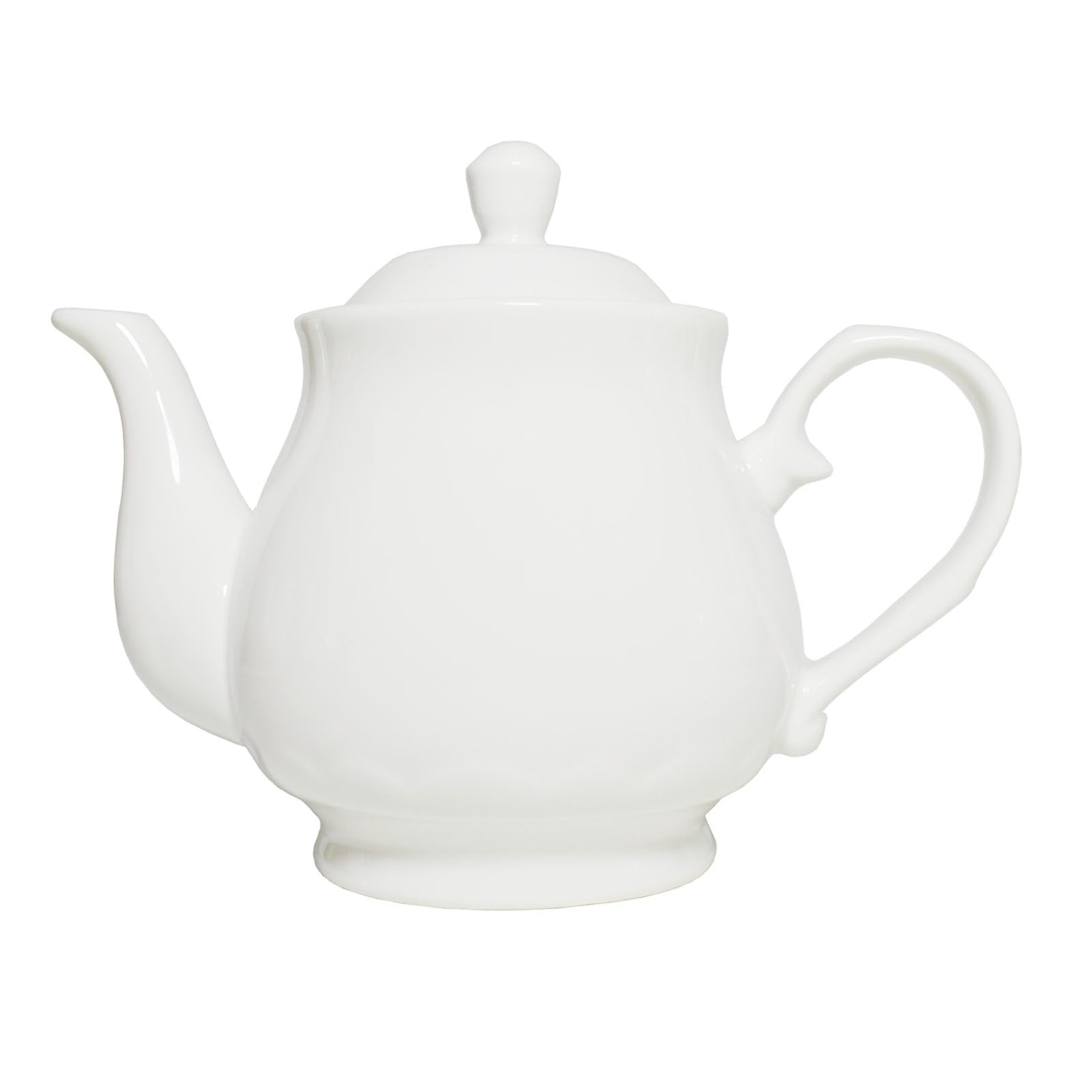 White Porcelain Teapot, Small Lotus Tea Pot Coffee Tea Water Pot Vintage Ceramic Gooseneck Little Kettle (14oz)