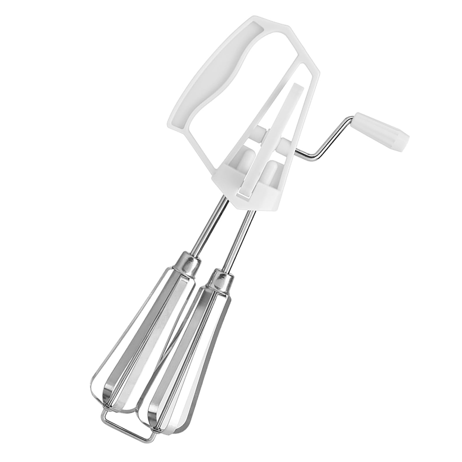 Gloglow Stainless Steel Rotary Hand Whip Whisk Egg Beater Mixer Cooking Tool Kitchen, White