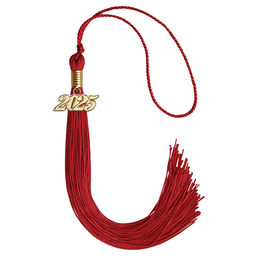 Endea Graduation Single Color Tassel with Gold Date Drop (Red, 2025)